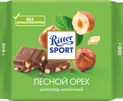 Шоколад молочный RITTER SPORT Лесной орех, 100г, изображение
