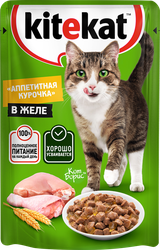 Корм консервированный для кошек KITEKAT c сочными кусочками курицы в желе, 85г, детальное фото