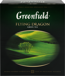Чай зеленый GREENFIELD Flying Dragon, 100пак, крупный план