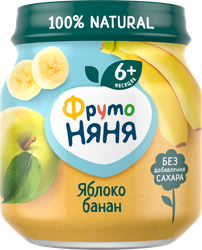 Пюре фруктовое ФРУТОНЯНЯ Яблоко и банан, с 6 месяцев, 100г, детальное фото