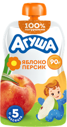 Пюре фруктовое детское АГУША Яблоко-персик, с 6 месяцев, 90г, картинка