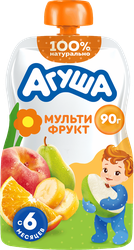 Пюре фруктовое детское АГУША Мультифрукт, с 6 месяцев, 90г, картинка