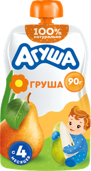 Пюре фруктовое детское АГУША Груша, с 4 месяцев, 90г, крупный план