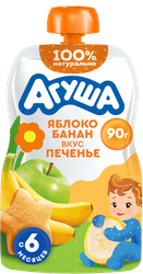 Изображение товара Пюре фруктовое детское АГУША Яблоко, банан, печенье, с 6 месяцев, 90г