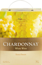 Вино TRADITIONAL WINE Шардоне сортовое белое полусладкое, 3л, вид