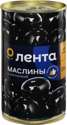 Маслины с косточкой ЛЕНТА черные крупные, 370мл, картинка