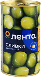 Оливки с косточкой ЛЕНТА зеленые крупные, 370мл, фотография