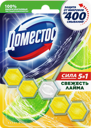 Блок для унитаза ДОМЕСТОС Power 5 Свежесть лайма, 55г, изображение