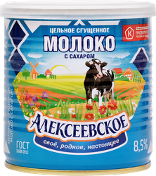 Молоко сгущенное АЛЕКСЕЕВСКОЕ цельное с сахаром 8,5%, без змж ГОСТ, 360г, изображение