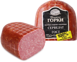 Колбаса варено-копченая БЛИЖНИЕ ГОРКИ Сервелат ГОСТ, 500г, изображение