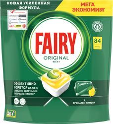Капсулы для посудомоечной машины FAIRY Original All in One, с ароматом лимона, 84шт, изображение