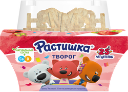 Творог для детей РАСТИШКА Клубника, банан с печеньем 3,5%, без змж, 108г, фото