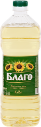 Масло подсолнечное БЛАГО рафинированное дезодорированное первый сорт, 1,8л, изображение