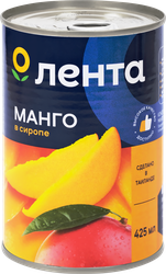 Манго ЛЕНТА кусочки в сиропе, 425мл, крупный план