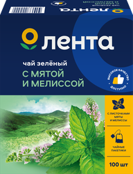 Чай зеленый ЛЕНТА с мелиссой байховый, 100пак, крупный план