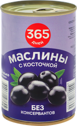 Маслины с косточкой 365 ДНЕЙ черные, 300/314мл, фотография
