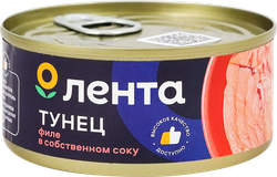 Изображение товара Тунец ЛЕНТА филе в собственном соку, 160г
