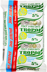 Творог ДМЗ 5% ГОСТ, без змж, 180г, крупный план