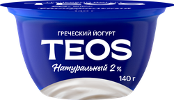 Йогурт TEOS Греческий 2%, без змж, 140г, крупный план
