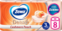 Бумага туалетная ZEWA Deluxe 3-слоя с ароматом персика, 8шт, изображение