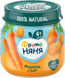 Пюре овощное ФРУТОНЯНЯ Морковь, с 4 месяцев, 80г, детальное фото