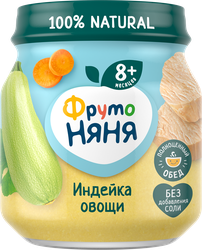 Пюре мясо-растительное ФРУТОНЯНЯ Индейка с овощами, с 8 месяцев, 100г, фото