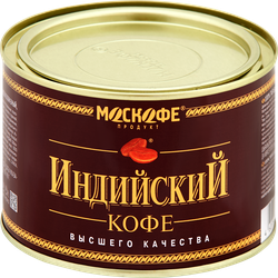 Кофе растворимый МОСКОФЕ Индийский Кофе натуральный порошкообразный ж/б, 90г, крупный план