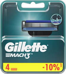 Кассеты сменные для бритья GILLETTE Mach3, 4шт, фото