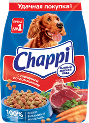 Корм сухой для взрослых собак CHAPPI Сытный мясной обед с говядиной, для всех пород, 600г, фото