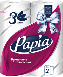 Полотенца бумажные PAPIA 3-слоя, 2шт, фотография