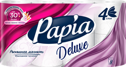 Бумага туалетная PAPIA Deluxe 4-слоя, 8шт, картинка