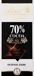 Шоколад горький LINDT Excellence 70% какао, 100г, крупный план