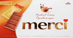 Шоколад молочный MERCI Ореховый крем, 112г, картинка