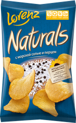 Чипсы картофельные NATURALS с морской солью и перцем, 100г, крупный план