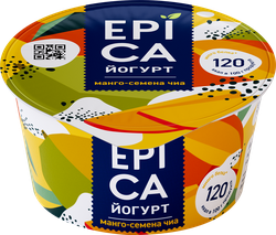 Йогурт EPICA с манго и семенами чиа 5%, без змж, 130г, изображение