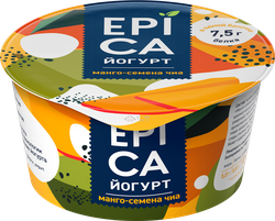 Йогурт EPICA с манго и семенами чиа 5%, без змж, 130г, фотография
