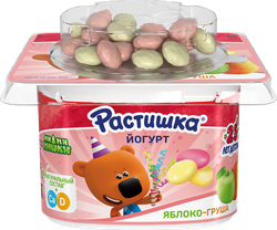 Йогурт для детей РАСТИШКА Яблоко, груша с печеньем 3%, без змж, 118г, фото