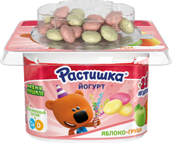 Йогурт для детей РАСТИШКА Яблоко, груша с печеньем 3%, без змж, 118г, вид