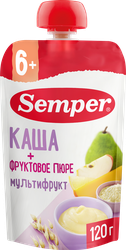 Пюре фруктово-злаковое SEMPER Мультифруктовое, с кашей, с 6 месяцев, 120г, детальное фото