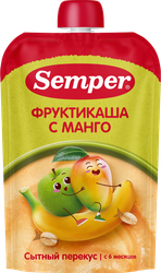 Пюре фруктово-злаковое SEMPER Мультифруктовое, с кашей, с 6 месяцев, 120г, детальное фото