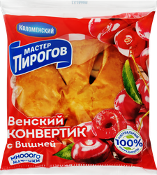 Изображение товара Конвертик слоеный МАСТЕР ПИРОГОВ с фруктовой начинкой вишня, высший сорт, 70г