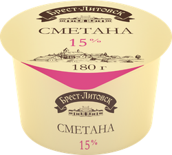 Сметана БРЕСТ-ЛИТОВСК 15%, без змж, 180г, детальное фото