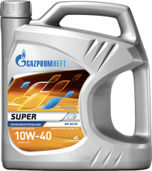 Масло моторное GAZPROMNEFT Super 10W-40 API SG/CD полусинтетическое, 4л, крупный план