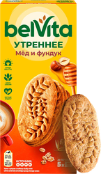 Печенье BELVITA Утреннее Мед и фундук, 225г, фотография