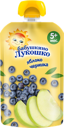 Пюре фруктово-ягодное БАБУШКИНО ЛУКОШКО Яблоко-черника, с 5 месяцев, 90г, детальное фото