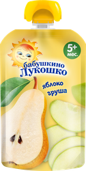 Пюре фруктовое БАБУШКИНО ЛУКОШКО Груша-яблоко, с 5 месяцев, 90г, крупный план