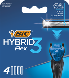 Кассеты сменные для бритья мужские BIC Hybrid 3 Flex подвижных лезвия, 4шт, вид