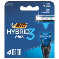 Кассеты сменные для бритья мужские BIC Hybrid 3 Flex подвижных лезвия, 4шт, вид