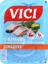 Сельдь VICI Домашняя, филе-кусочки в пряной заливке, 150г, картинка