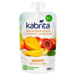 Пюре фруктовое KABRITA Манго с яблочным пюре и козьими сливками, с 6 месяцев, 100г, вид